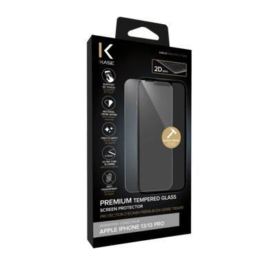 Protection d'écran premium en verre trempé pour Apple iPhone 13/13 Pro, Transparent