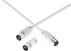 Force Power TV Cable Coaxial 9.52mm Macho/Macho 2m con Adaptador Macho/Macho Blanco