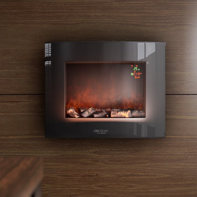 Cecotec Cheminée électrique Ready Warm 2600 Curved Flames. 26 2 niveaux de puissance 25 m2 Télécommande Panneau curve en verre templé - vue 3