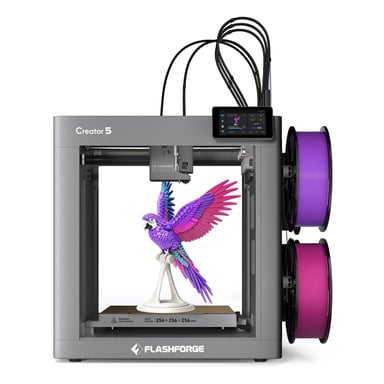 Flashforge Creator 5 Stampante 3D – 4 testine indipendenti per vero multicolore, cambio utensile in 7 s, riduzione fino all'80 % degli scarti, spostamento 600 mm/s, multimateriale, calibrazione automatica