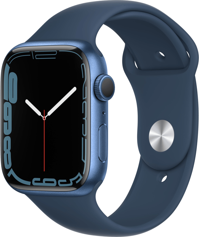Watch Series 7 (GPS + Cellular) Boîtier en Aluminium Bleu de 45 mm, Bracelet Sport Bleu Abysse