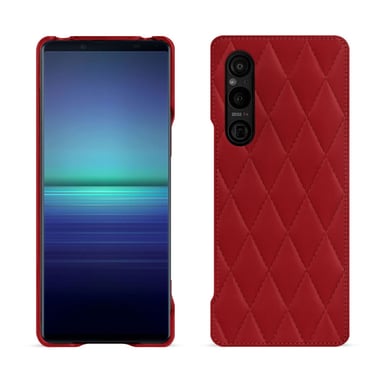 Coque cuir Sony Xperia 1 V -  - Rouge - Cuir lisse couture