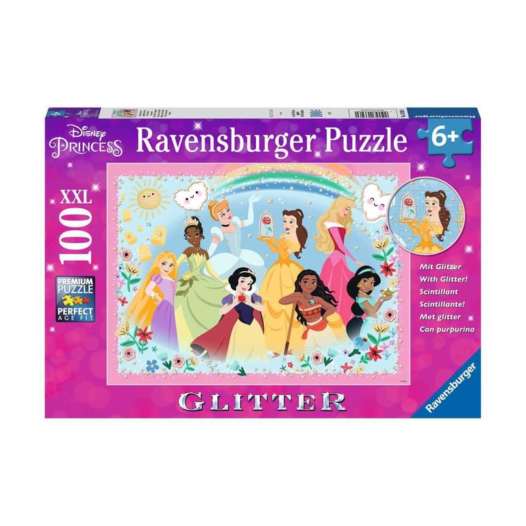 Puzzle 100 pièces : Collection Paillettes : Princesses Disney : Fortes belles et courageuses Ravensburger France - vue 2