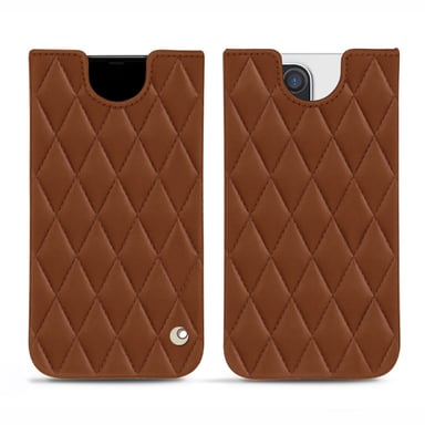 Pochette cuir Apple iPhone 12 Pro - Pochette - Marron - Cuir lisse couture