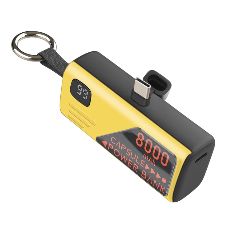 LinQ Mini Powerbank 8000mAh avec Connecteur USB-C intégré et Format Porte-Clé Noir