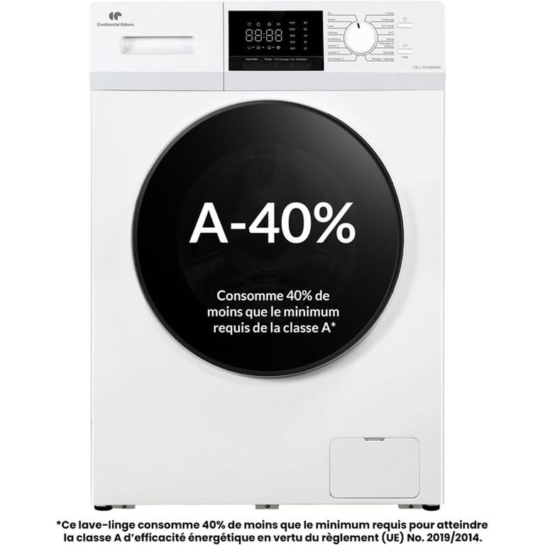 Lave linge hublot CONTINENTAL EDISON CELL10140WA40 10 kg Induction L60 cm Classe A 1400 trs - vue 2
