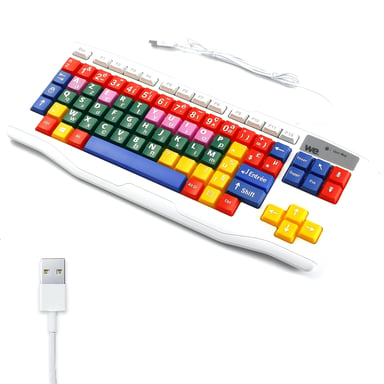 WeKids Clavier Enfant USB d'Apprentissage pour Enfant / Personnes à  Visibilité Réduite / Clavier Malvoyant - Clavier Grosse touche - AZERTY