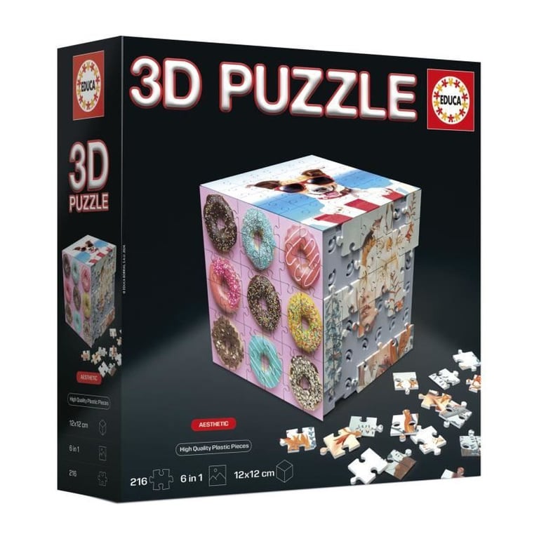 Educa 3D Puzzle Cube Art | Puzzle en Forme de Cube avec 216 Pièces | 6 Puzzles de 36 Pièces | Défi Ludique pour Enfants dès 20123 - vue 4