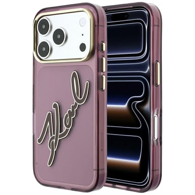 Étui Karl Lagerfeld IML Big Signature pour iPhone 18 Pro / 17 Pro, couleur bordeaux