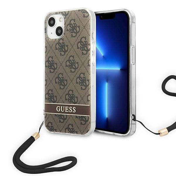 Guess 4G Print Cord - Coque pour iPhone 14 Plus (Marron) - 3666339093846