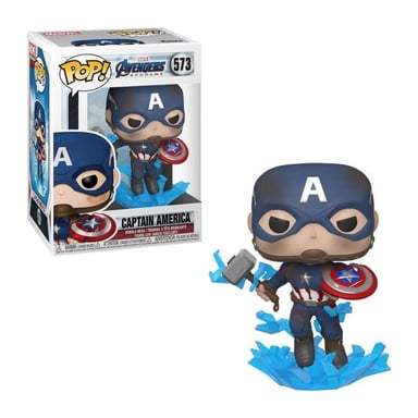 Figurine Funko Pop! Marvel Endgame Capt America avec bouclier cassé et marteau de Thor