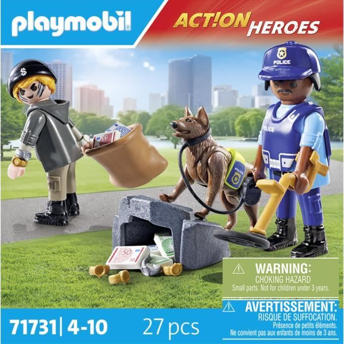 Policier Chien De Recherche Et Voleur Playmobil La Boite - vue 4