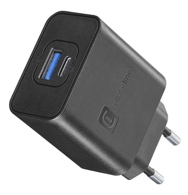 Cellularline Dual Super Fast Charger 25W - Samsung Chargeur secteur 2 ports USB et USB-C avec technologie Super Fast Charging 25 W