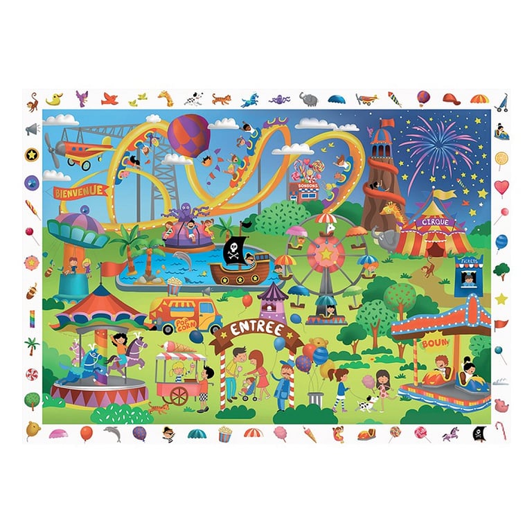 Puzzle 100 Pièces Fête Foraine Cherche et Trouve Amusant pour Enfants Neuf - vue 2