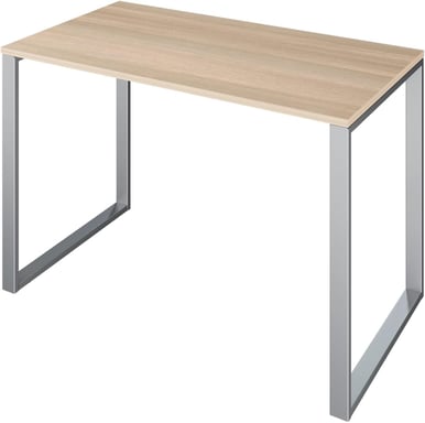 Scrivania da ufficio LEVIRA Fulda II 110x60 cm Grigio Metallizzato e Rovere Bianco – Scrivania da lavoro moderna, resistente e funzionale per home office o studio