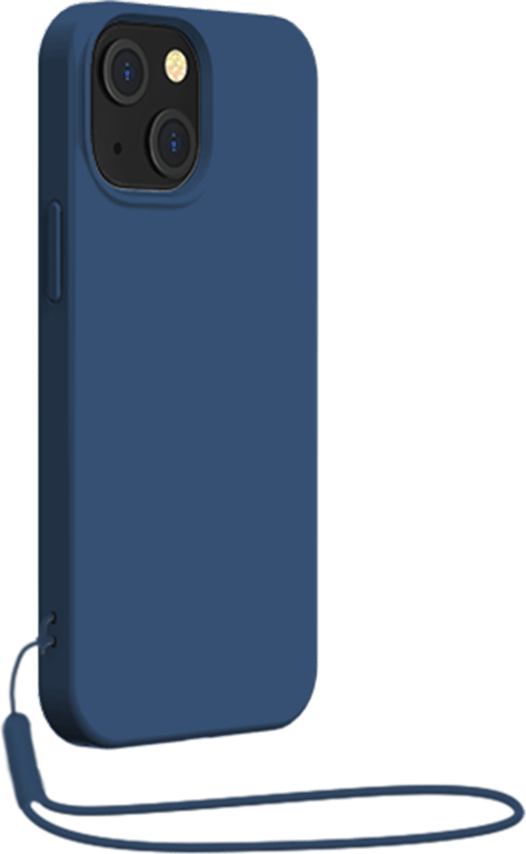 Coque iPhone 13 mini Silicone + dragonne assortie Bleue Bigben - Bigben  Connected