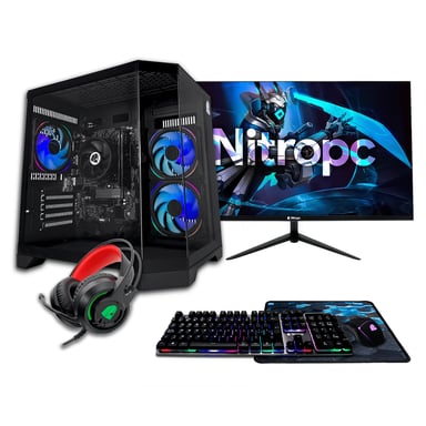 PC Gaming completo Nitropc Pack Bronze - AMD Ryzen 5 PRO 4650G, AMD Vega 7, RAM 16GB, M.2 1TB, Windows 11, WiFi - Monitor 24'' FullHD + accesorios