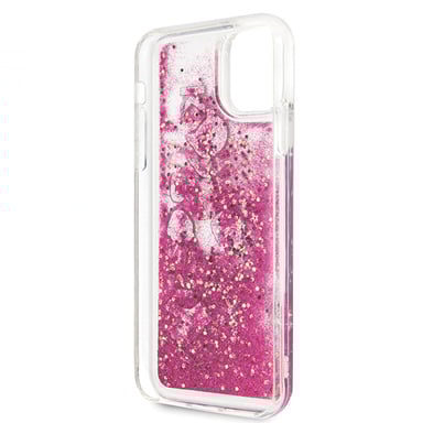 Custodia Karl Lagerfeld Bling Bling con charms fluttuanti per Apple iPhone 11 Pro Max, rosa