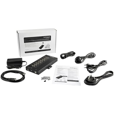 StarTech.com Hub Série 8 Ports USB vers RS232/RS485/RS422 - Convertisseur Industriel USB 2.0 vers DB9 - IP30 - Hub Série Métallique Montable sur Rail DIN - Protection ESD 15kV