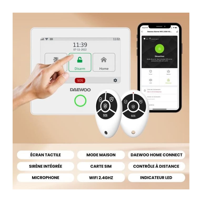 Détecteur de vibration sans fil WVD301 DAEWOO En applique Ouverture Notifications d'alerte - vue 4