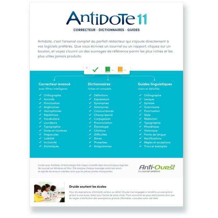 MYSOFT Antidote+ Personal - 1 año de suscripción - 1 usuario (Antidote 11 + Antidote Web + Antidote Mobile)