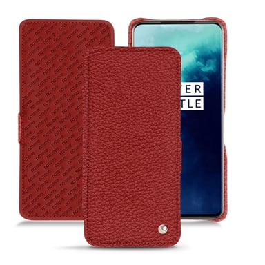 Housse cuir OnePlus 7T Pro - Rabat horizontal - Rouge - Cuir grainé