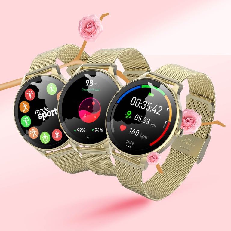 Montre Connectée Femme 38mm Élégante inoxydable Dorée - vue 2