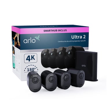 Arlo Ultra 2 Caméra de Surveillance extérieure, pack de 4 noir