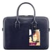 Sacoche Ordinateur Portable/Tablette 11-14'', Aspect cuir, Fond renforcé, Compatible avec MacBook Air/Pro 13'', Bleu