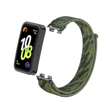Elegante correa de nailon para Huawei Band 10/9/8 con adaptadores de metal Green