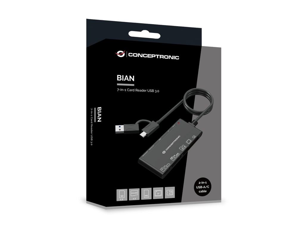 Lecteur de Carte Mémoire Conceptronic BIAN10B USB 3.2 Gen 1 Type AType C - vue 3