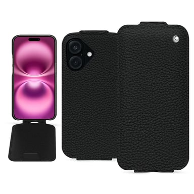 Housse cuir Apple iPhone 16 Plus -  - Noir - Cuir grainé