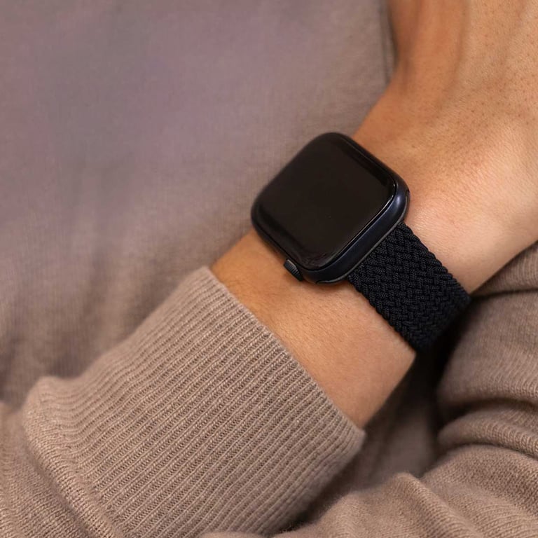 imoshion Bracelet nylon tissé pour Apple Watch | 44/45/46/49 mm - Gris foncé - Neuf