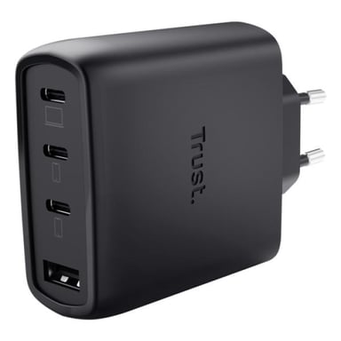Cargador de Pared GaN Trust Maxo 65W 26067- 3xUSB Tipo-C- 1xUSB- Incluye Cable USB Tipo-C- 65W