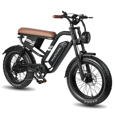 VTT électrique MAXTURN MX10 avec batterie 48 V 13,5 Ah et transmission Shimano 7 vitesses - Noir