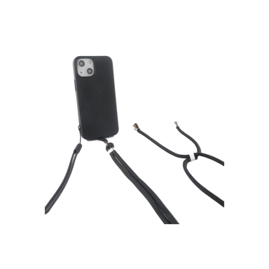 JAYM - Custodia in silicone nero per Apple iPhone 14 Pro Max - Collo e cinturino inclusi - Fodera 100% microfibra