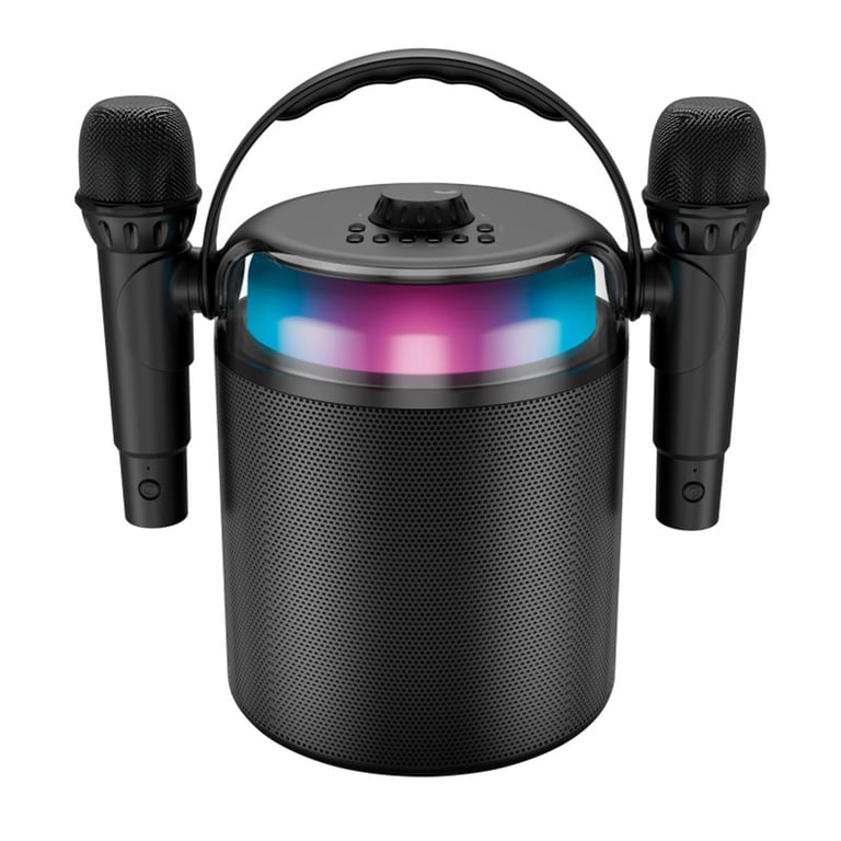 Enceinte Karaoké Bluetooth 5.1 120W avec 2 Micros sans fil LED RVB Noir - Neuf