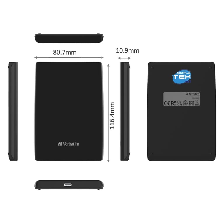 Verbatim Store 'n' Go Slim SSD externe portable USB 3.2 Gen 1 USB C connecteur - vue 5