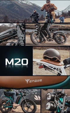 Bicicleta eléctrica todoterreno ENGWE M20 de 20 pulgadas con neumáticos anchos, motor de 750 W, batería dual de 48 V y 26 Ah-Verde