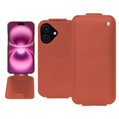 Housse cuir Apple iPhone 16 Plus -  - Orange - Cuir vegan