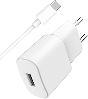 Kit Chargeur USB A 2.4A + Câble USB A / USB C 1m Blanc WOW