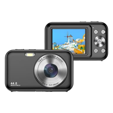 Appareil photo numérique 1080P 44MP avec zoom 16x et écran 2,4'' Black