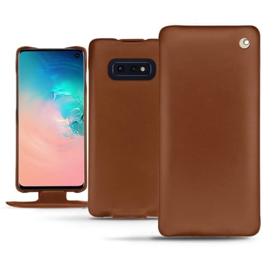Housse cuir Samsung Galaxy S10E -  - Marron - Cuir lisse