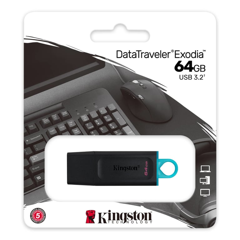 Kingston Technology DataTraveler Exodia 64GB USB Flash Drive USB Tipo-A 3.2 Gen 1 (3.1 Gen 1) Negro