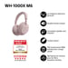Cuffie sovraurali Sony WH1000XM6 con cancellazione attiva del rumore, rosa cipria