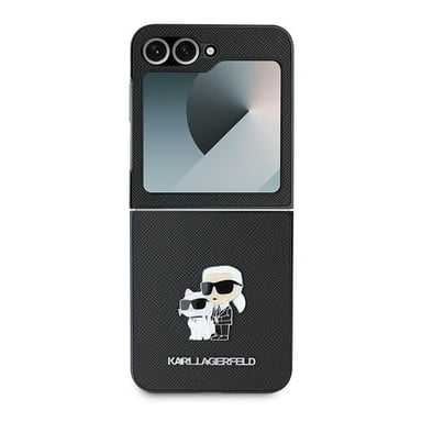 Funda Karl Lagerfeld para Samsung Z Flip6 F741 negra Saffiano Metal Pin