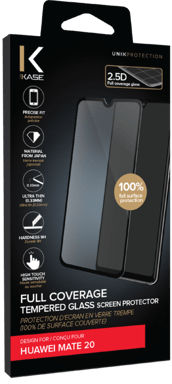 Protection d'écran en verre trempé (100% de surface couverte) pour Huawei Mate 20, Noir