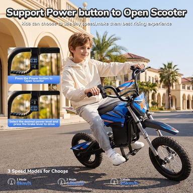 Moto da cross elettrica A12 per bambini, motore da 350 W, batteria da 36 V 4,5 Ah, pneumatici da 12''. Regalo ideale per bambini.