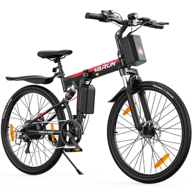 Vélo électrique pliable VARUN M26-3 PRO, batterie 48 V 7,8 Ah, suspension intégrale - rouge