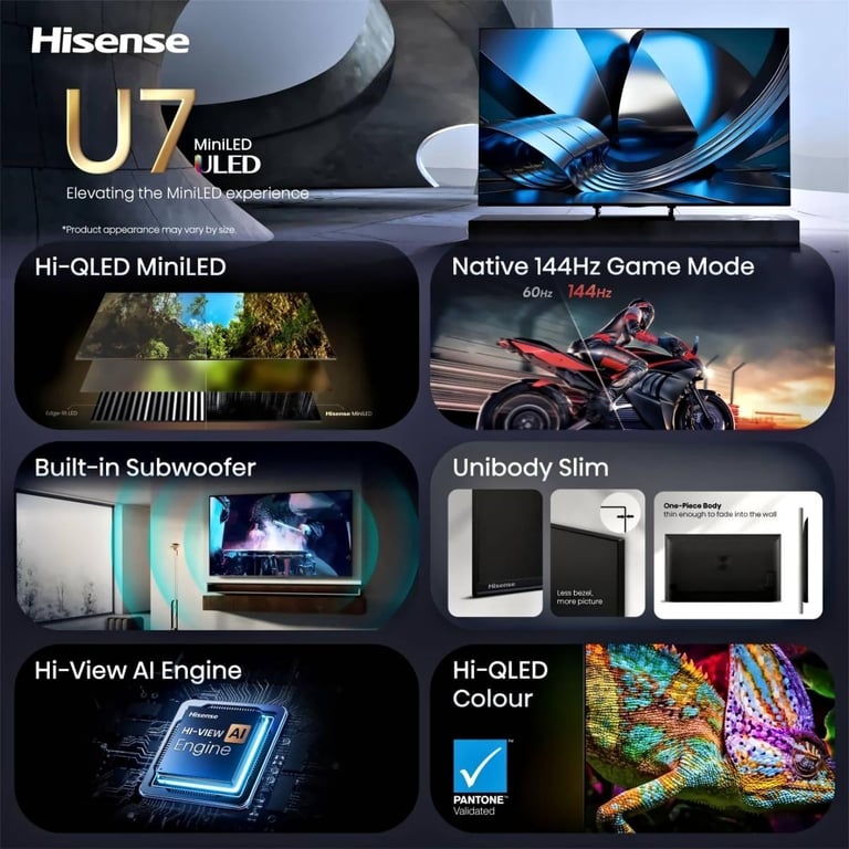 TV Hisense Mini LED QLED 75U7SE 189 cm 2026 - vue 7